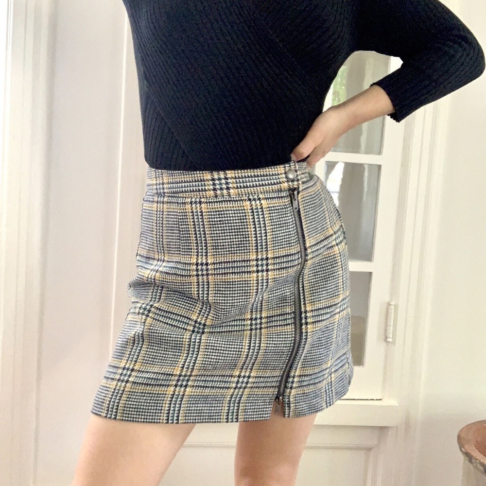 2/$15🤑 Abercrombie & Fitch Zippered Plaid Skirt Small Navy/Mustard/Teal Y2K 90s
